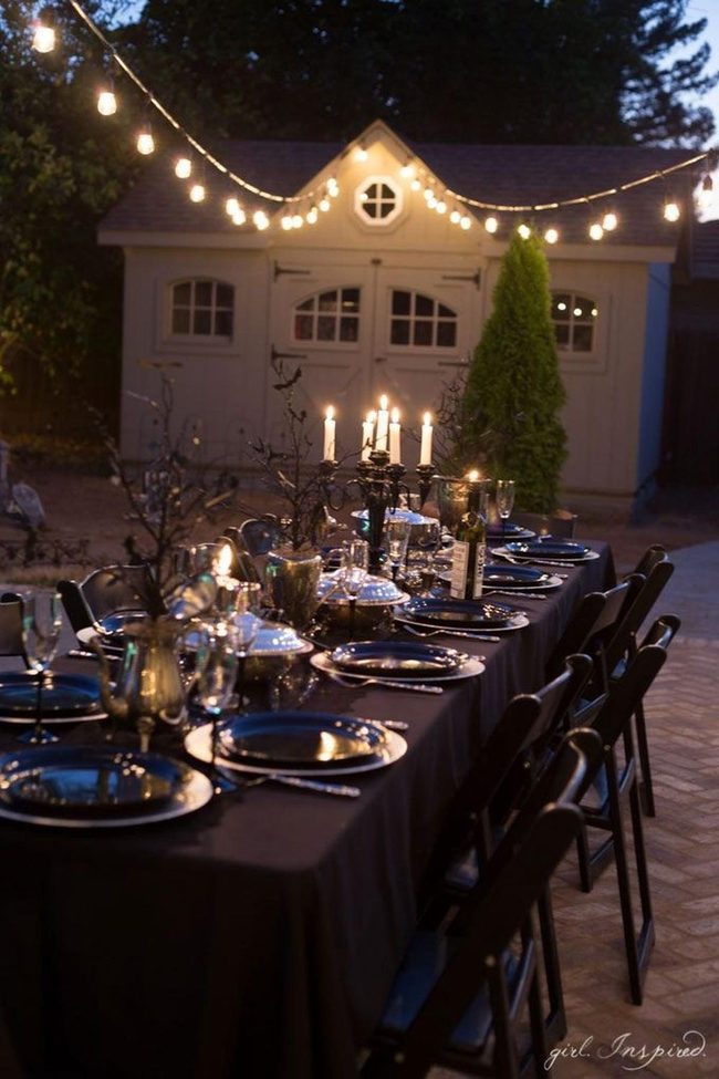 Golden Lights Over Black Elegance