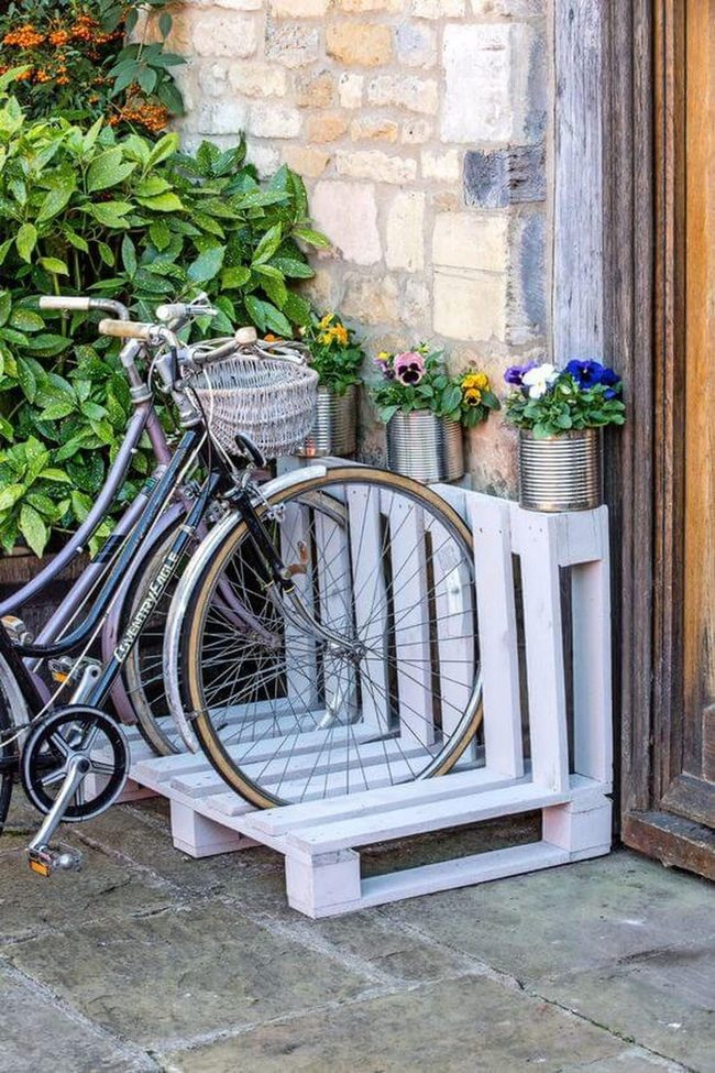 Reclaimed Wood Bike And Blooms