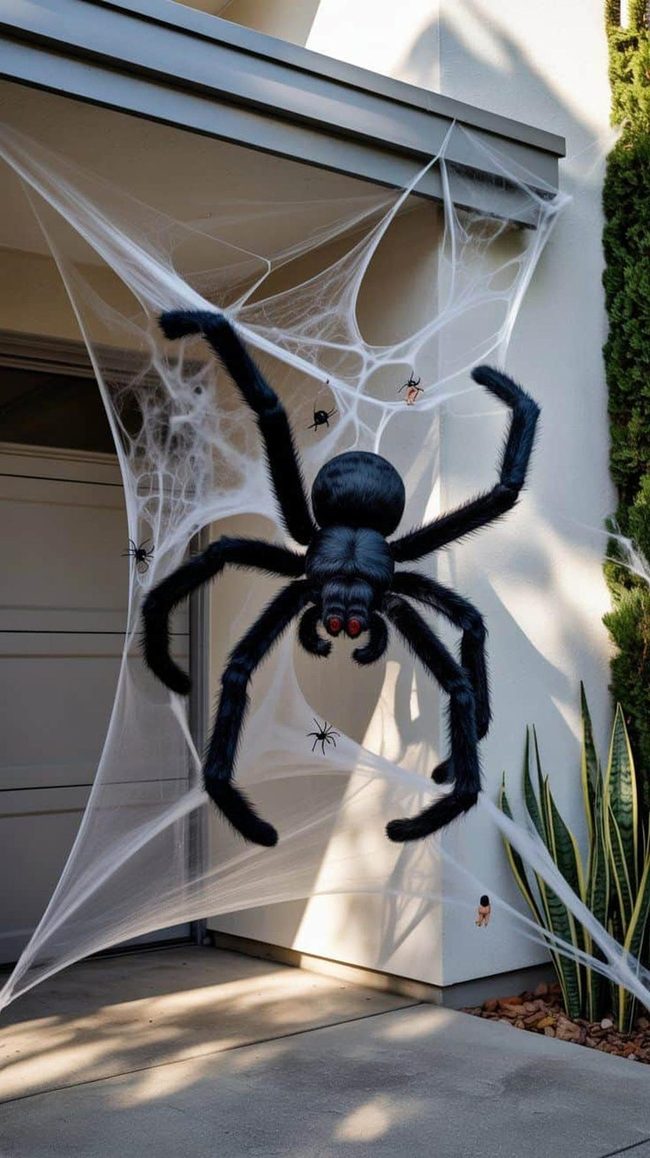 White Web Between Trees