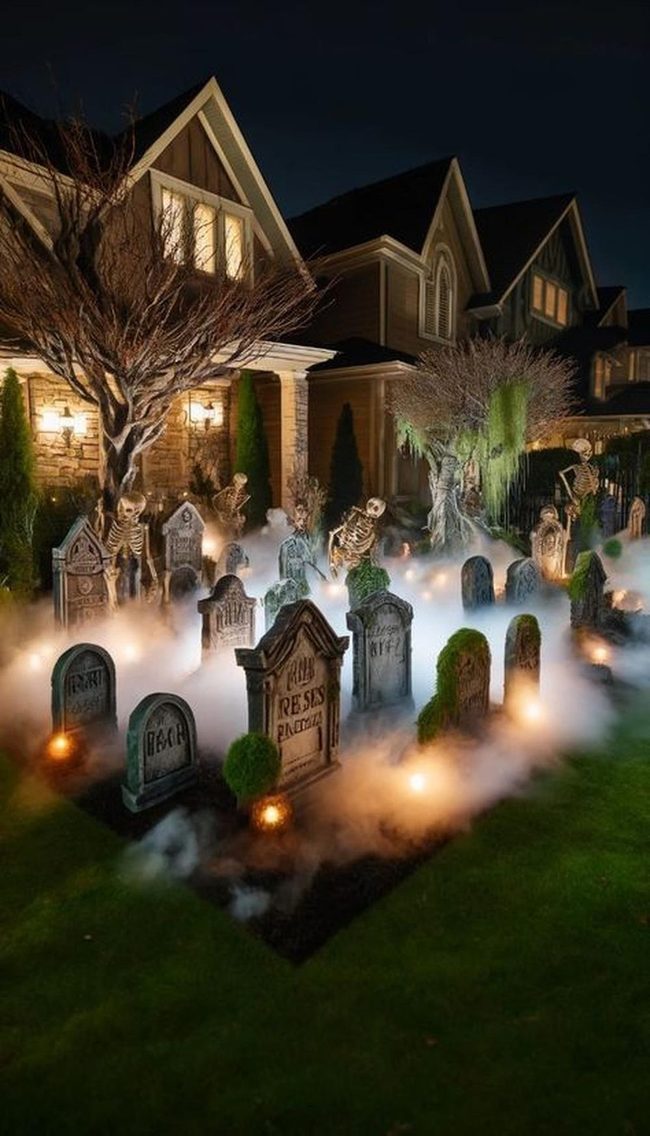 Skeletal Bones Rising Through Fog