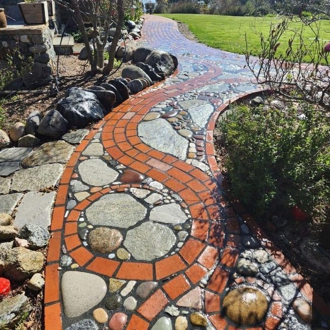 Handcrafted Brick Stone Mosaic Pathway