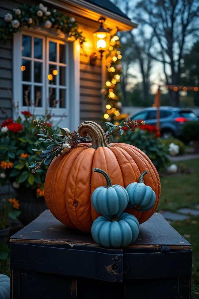Metallic Gold Pumpkins Stacked High