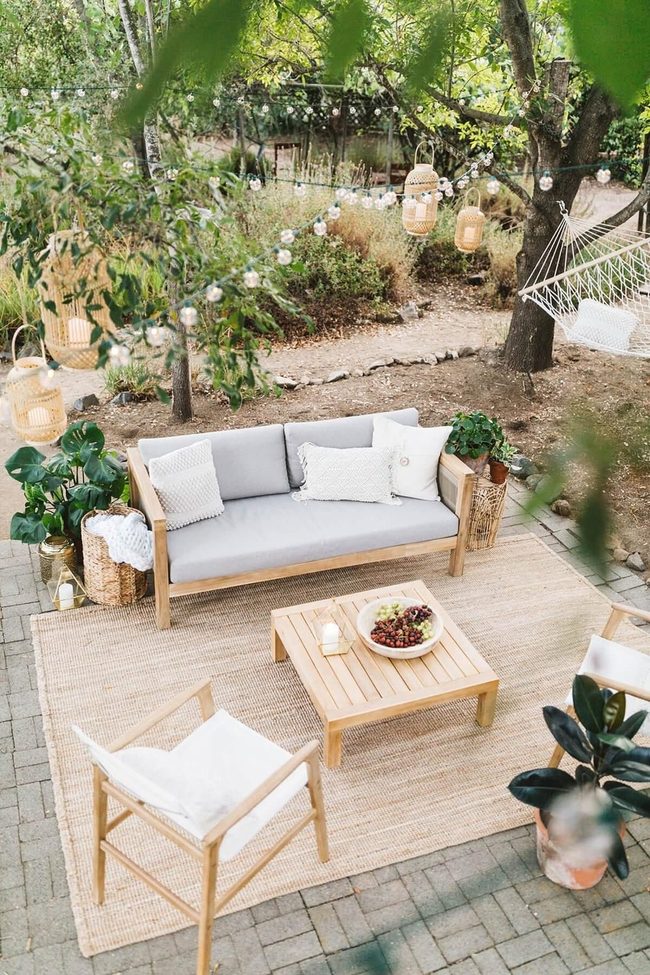Strung Lights And Island Seating