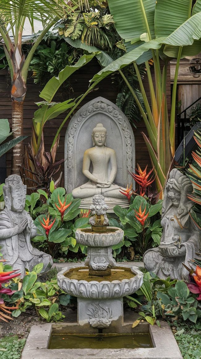 Carved Stone Yard Guardians