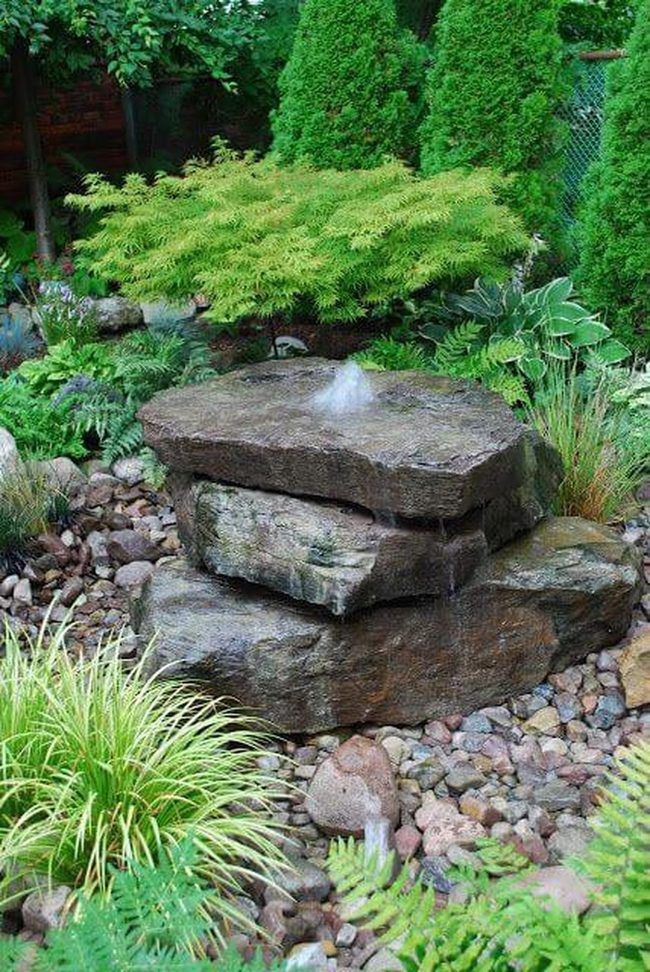Layered Stone Garden With Flowing Water