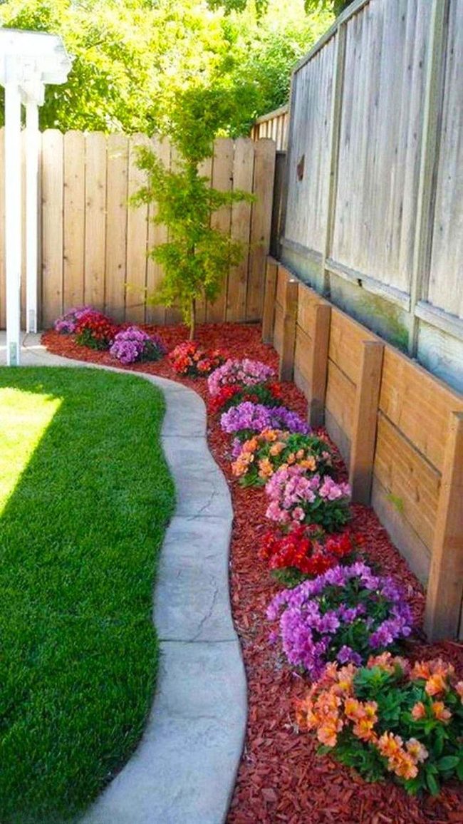 Blooming Border Path Red Mulch