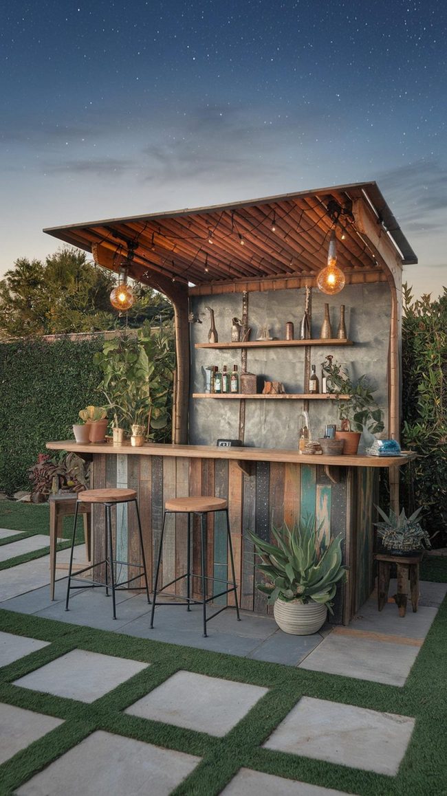 Rustic Alfresco Living Space Bar Ideas