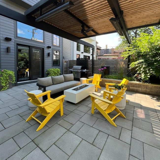 Yellow Chairs, Gray Stones, Firelight