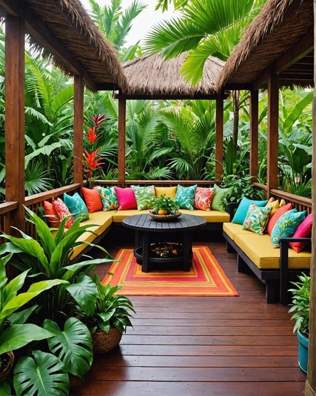Turquoise Walls, Palms & Thatch
