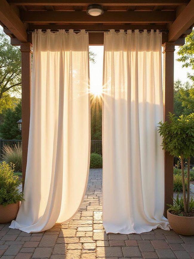 Sheer Fabric Pergola Privacy Screen