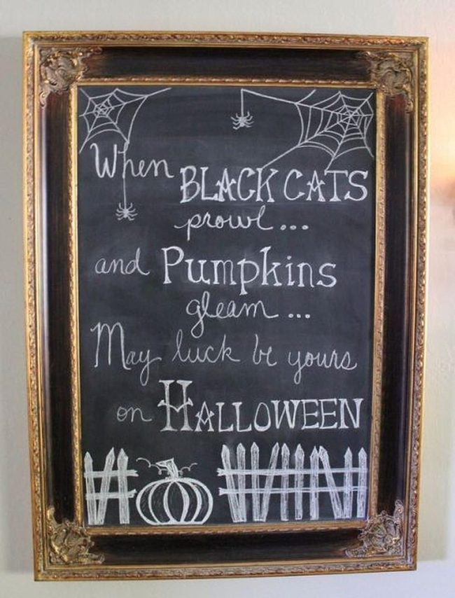 Gold Frame Halloween Chalkboard Art