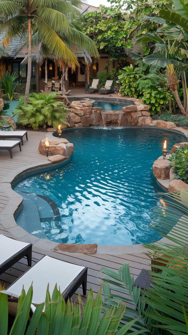 Lagoon Pool with Tropical Landscaping