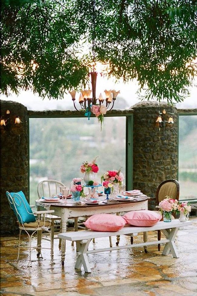 Weathered Wood, Blooming Botanicals, Stone Walls