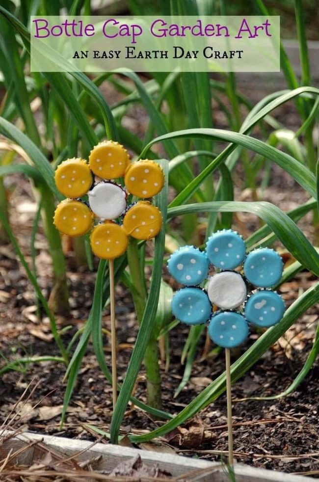 Colorful Bottle Cap Garden Flowers