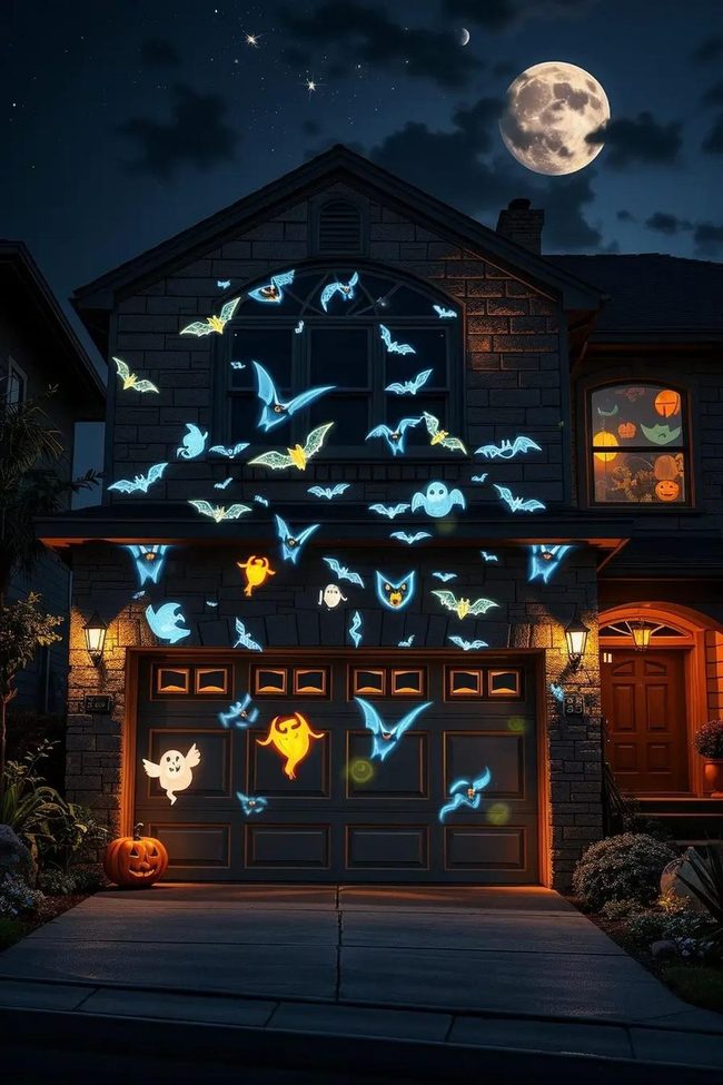 Animated Ghosts on Garage