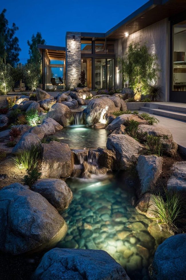 Glowing Reflections Transform Water Features