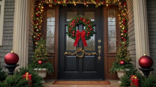 Twinkling Wreaths Golden Entrance