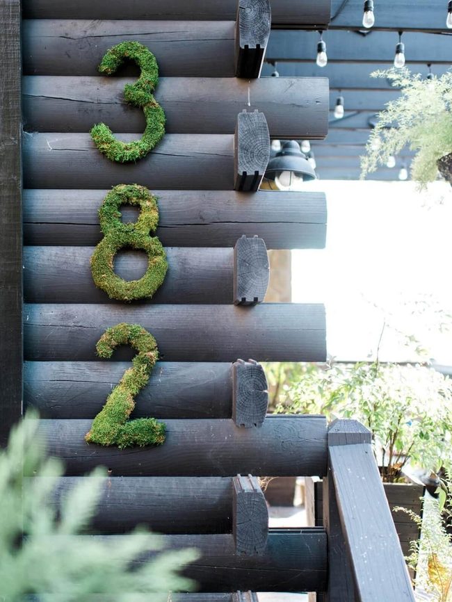 Moss Green House Numbers On Wood