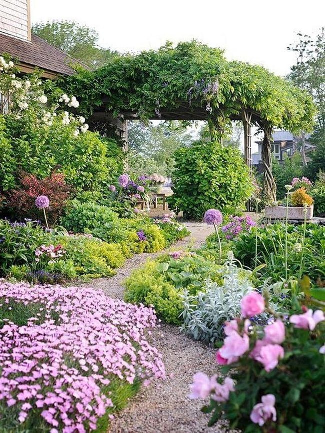 Gravel Path Through Cascading Blooms
