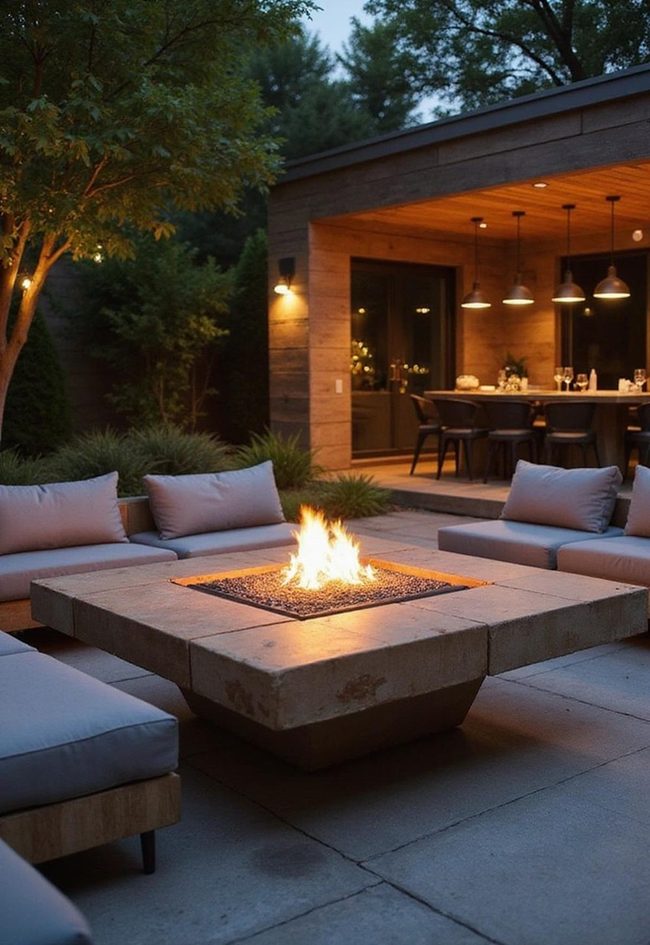 Sustainable Fire Table With Built-In Seating