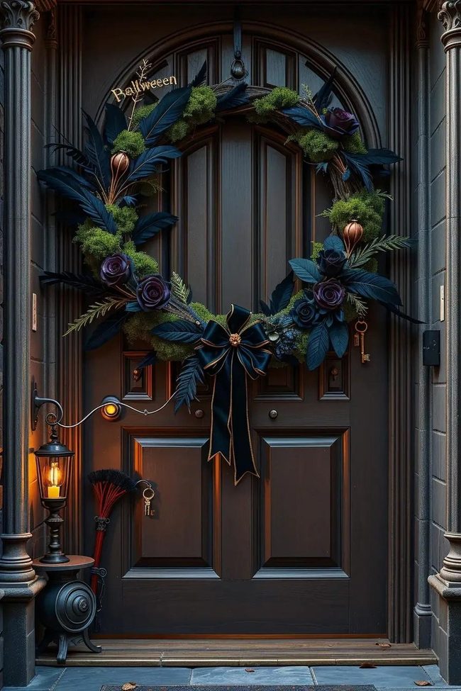 Velvet Skull Wreaths with Bone Touches