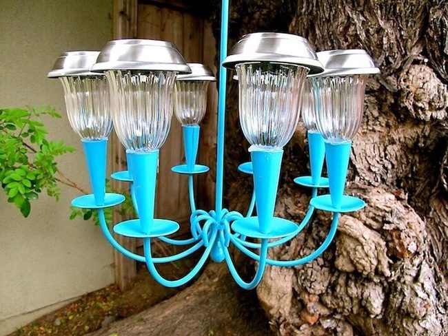 Solar-Powered Metal Candelabra Glow