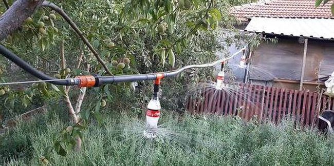 Red Plastic Bottle Garden Sprinklers