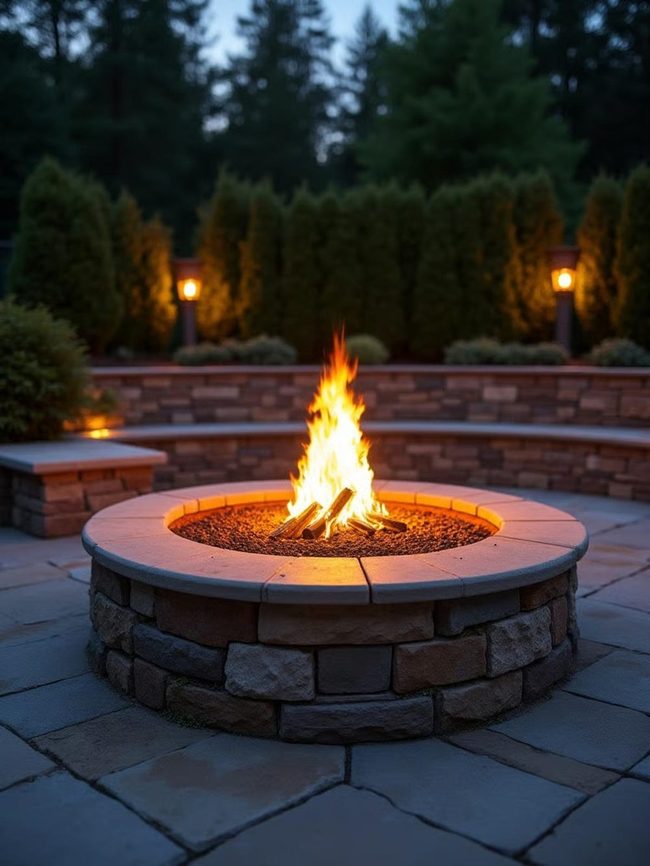Central Gas Fire Pit Gathering