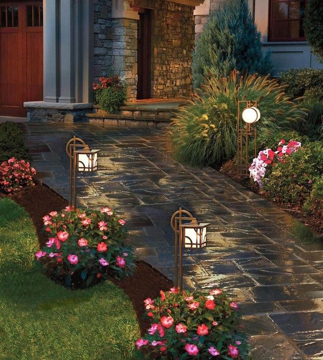 Solar-Lit Flower Path