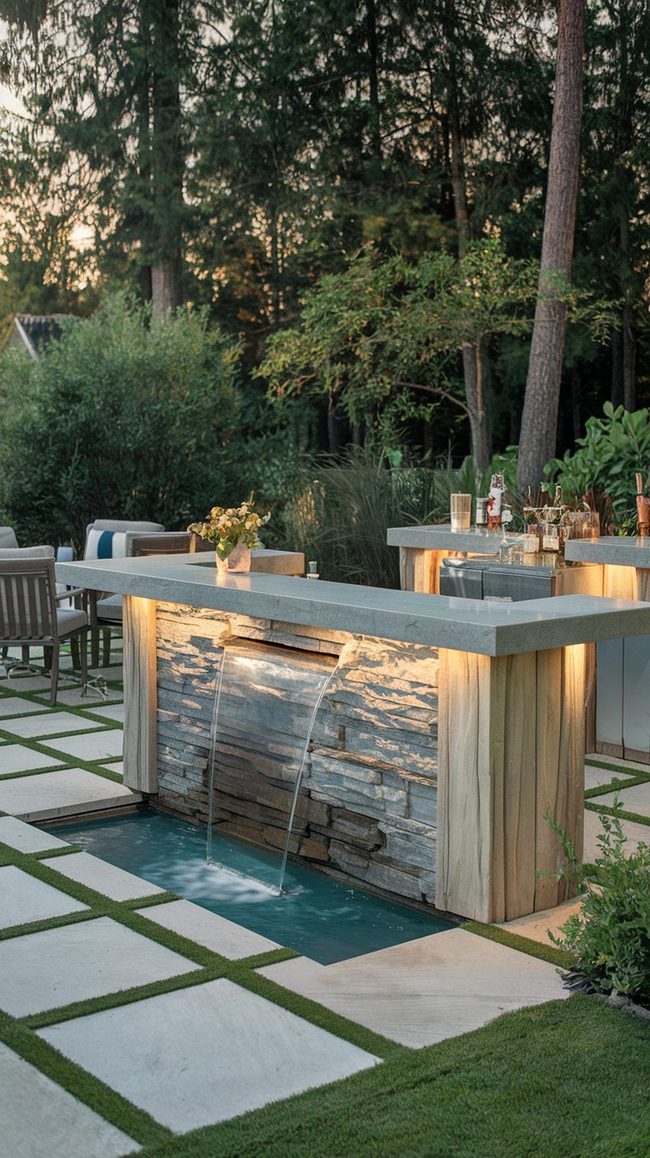 Stone Bar By Flowing Water