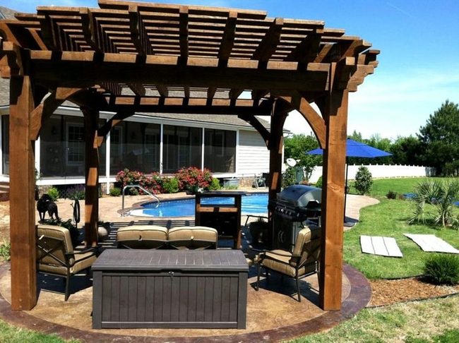 Wooden Pergola With Dappled Shadows