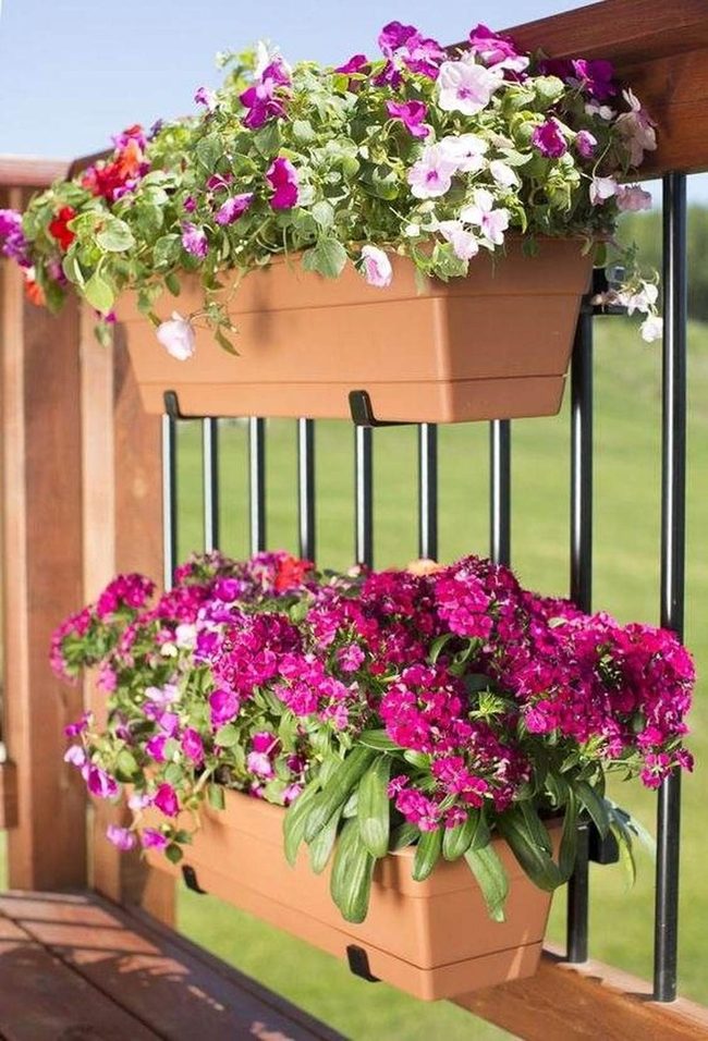 Cascading Railing Flowers Stack High
