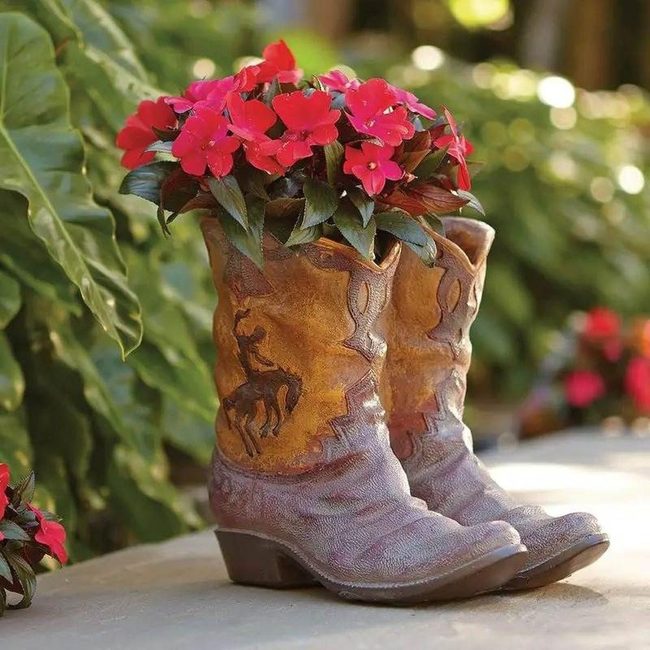 Worn Boots Into Blooming Planters