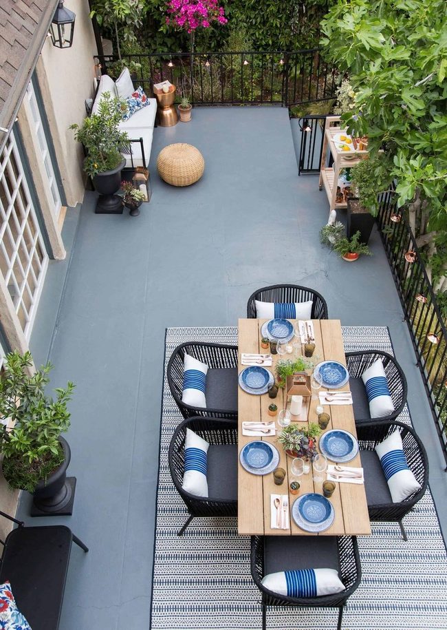 Royal Blue Dinnerware Against Natural Wood