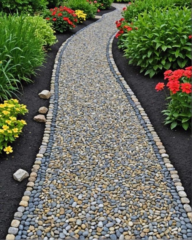 Gray Stone Pathway with Defined Edges