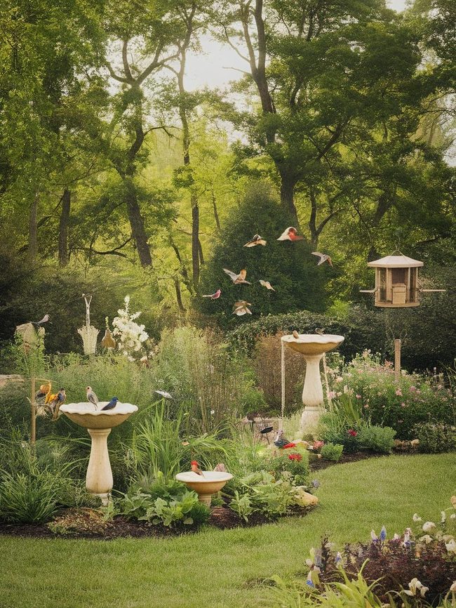Native Shrubs And Feathered Visitors
