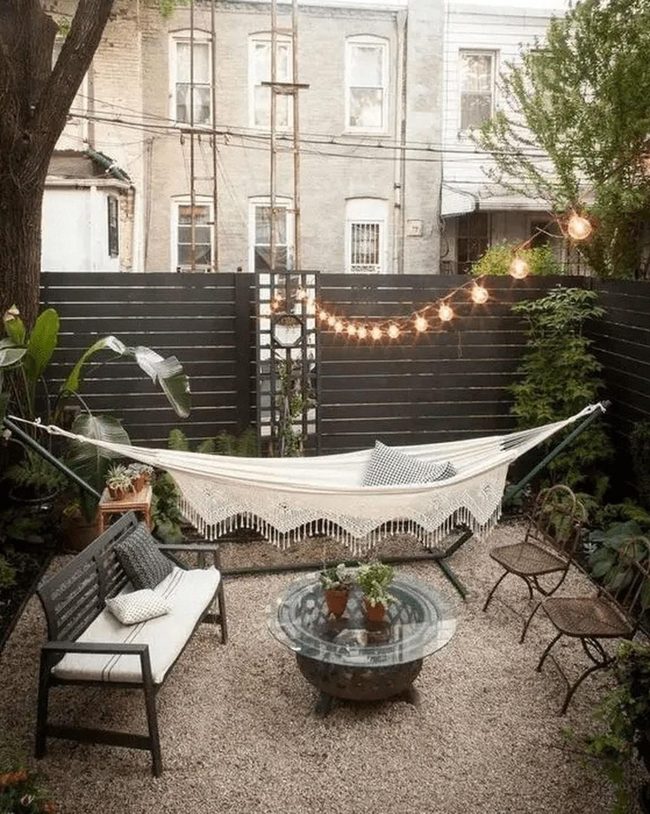 String Lights And Hammock Garden