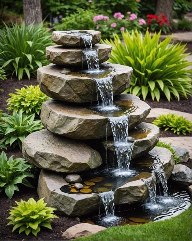 Boulder Water Trickling Softly