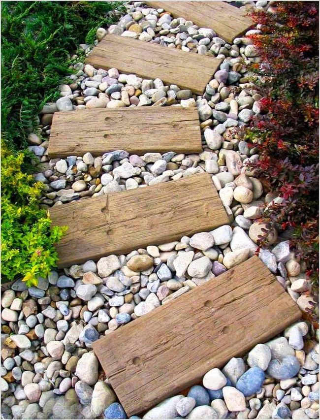 Weathered Wood Path Through Green