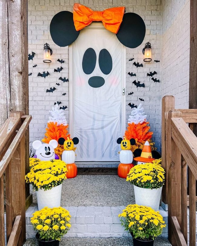 White Sheet Mickey with Orange Bow
