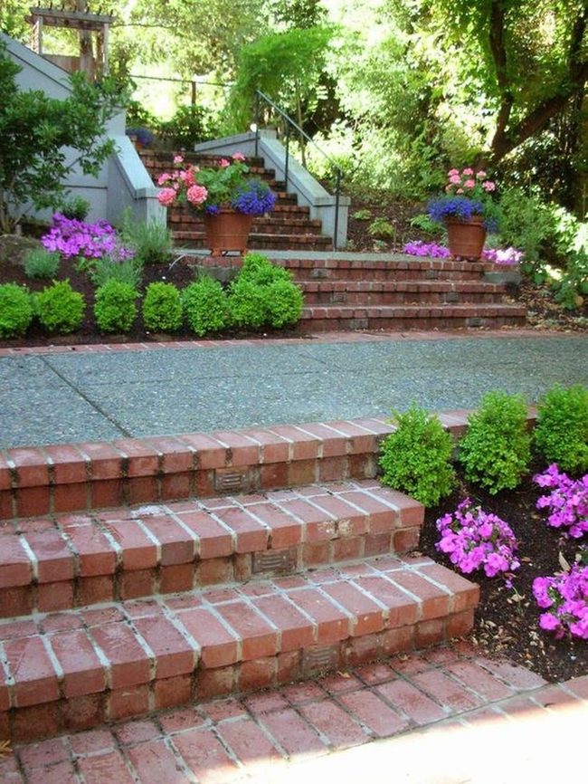 Stone Stairway Through Blooming Gardens