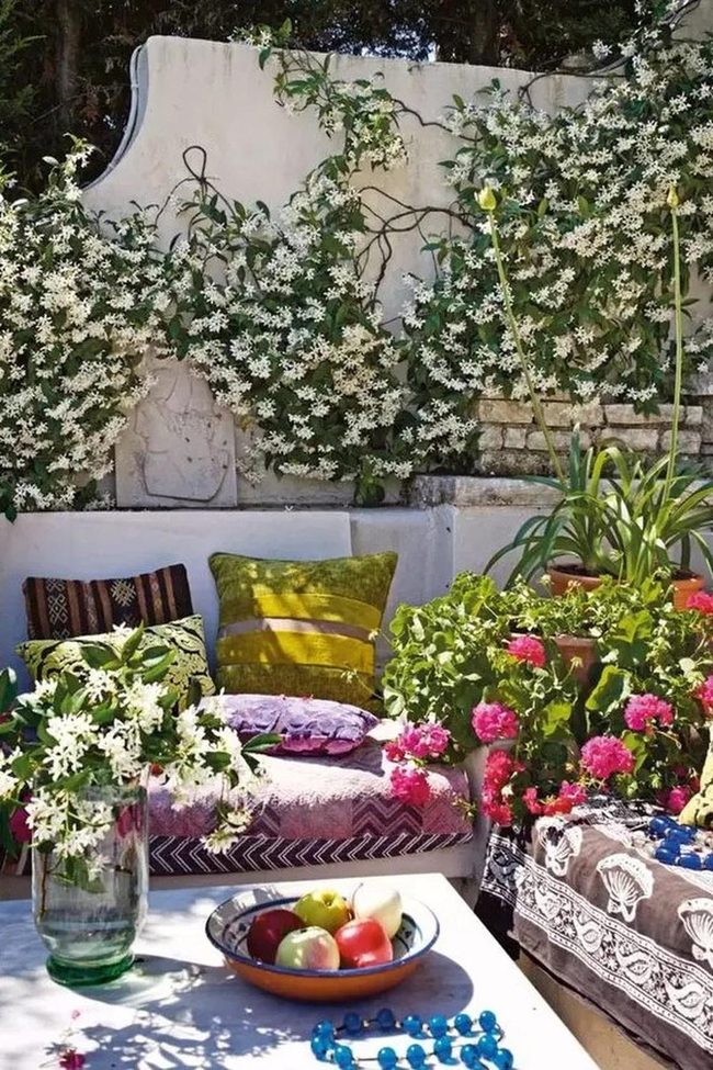Pink Flowers Garden Bench Retreat