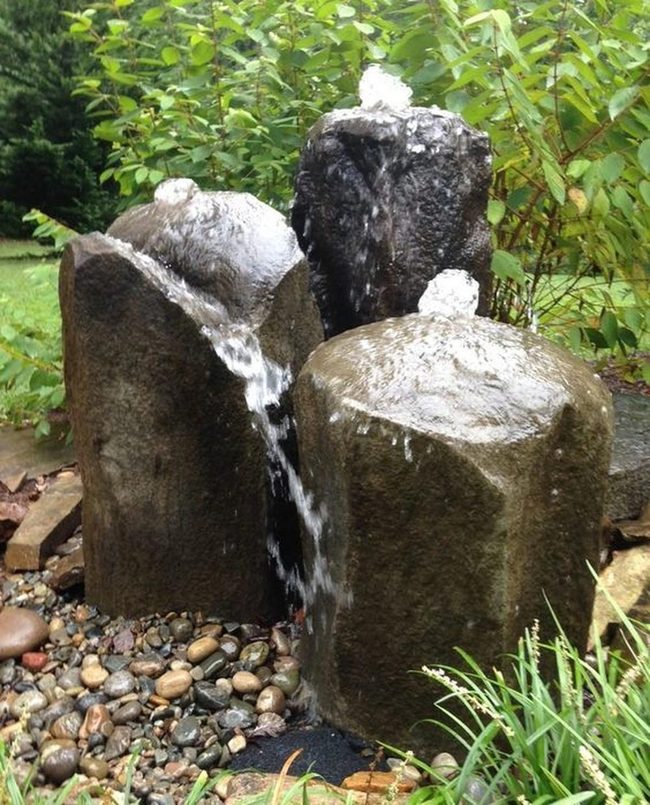 Stone Waterfall With Living Greenery