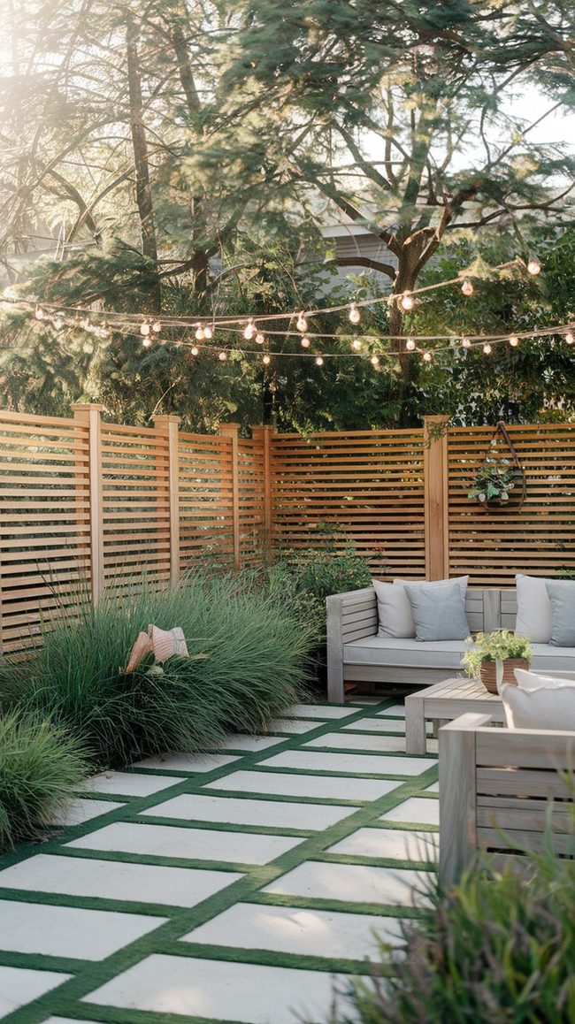 Spaced Rustic Timber Slats Light Through