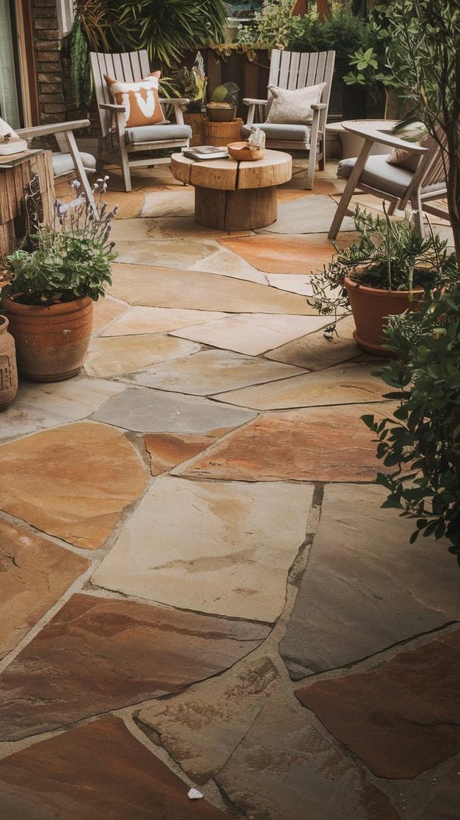 Flagstone Patio Meets Terrace Eatery