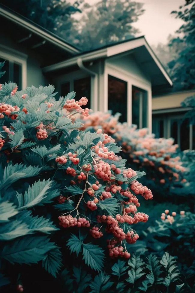 Pink Berries Blue-Green Leaves