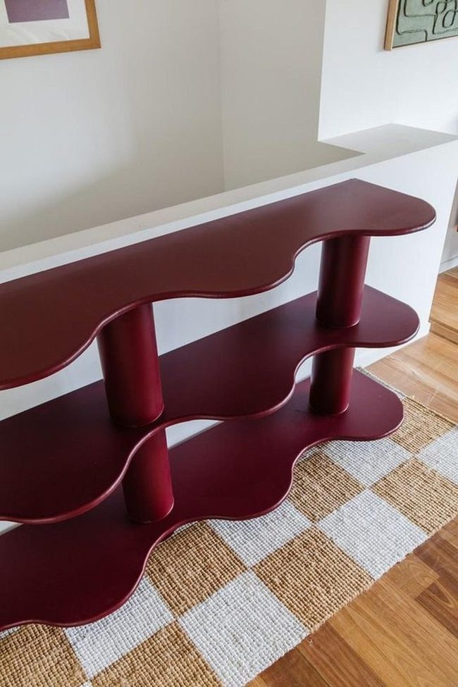 Burgundy Wavy Shelving Statement