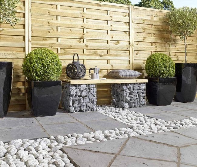 Black Metal Gabion Garden Seating