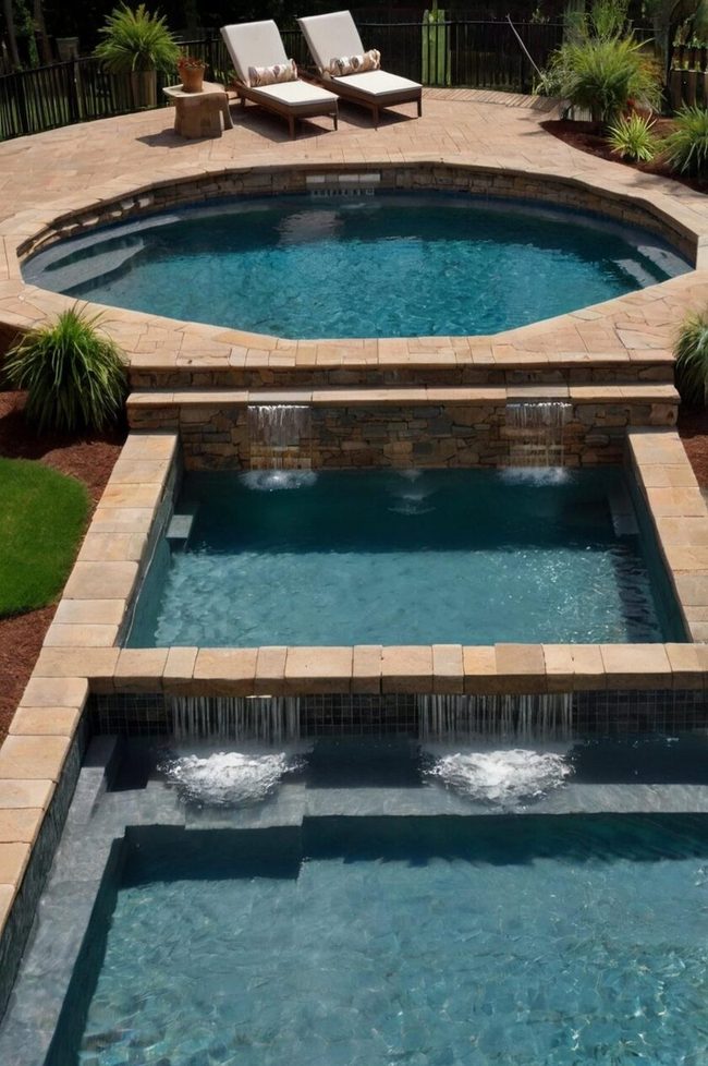 Tiered Pool With Cascading Waterfall