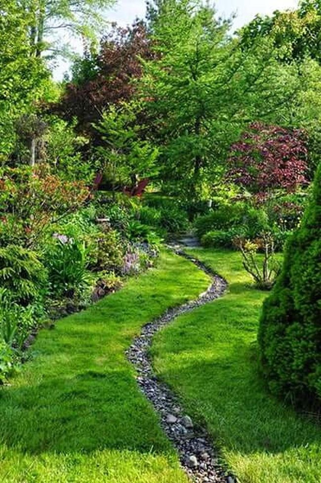 Curved Path Through Blooming Garden